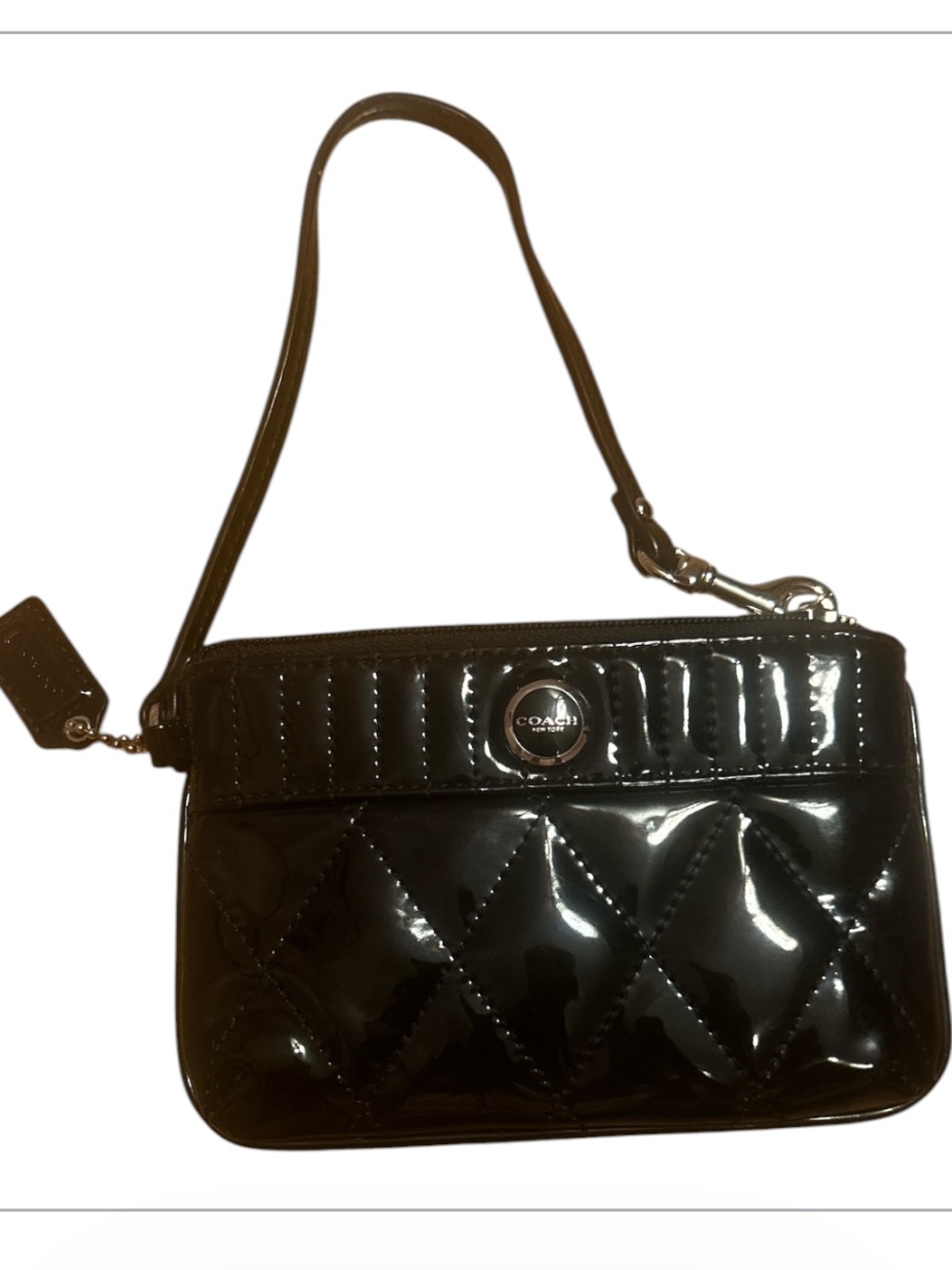Coach Quilted Poppy Black Wristlet
